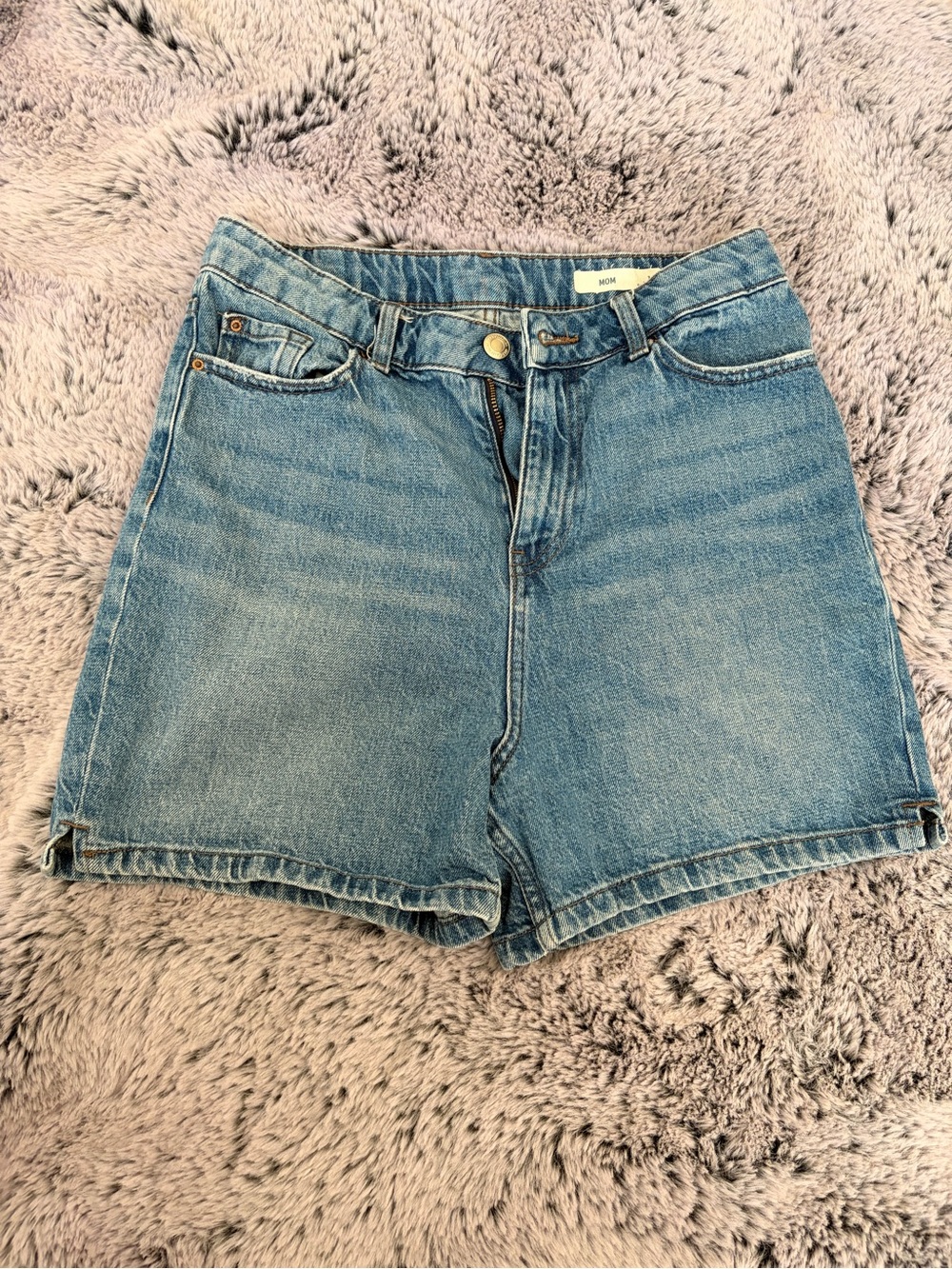 High-Waist Light Blue Denim Shorts M&S brand mom shorts